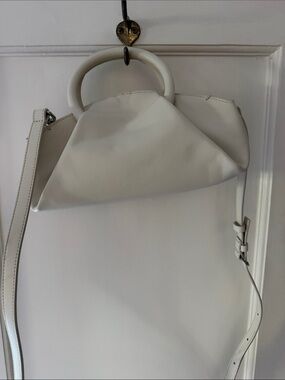 COS White Leather Top-Handle Crossbody Bag